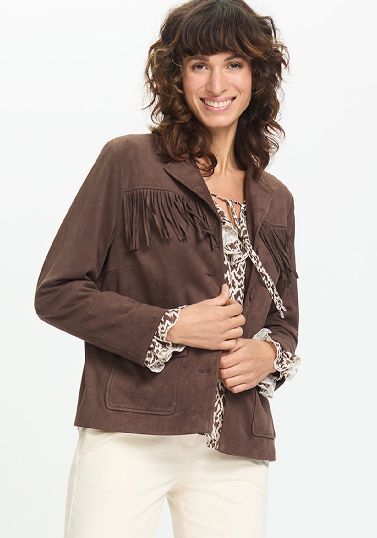 Faux Suede Fringe Jacket
