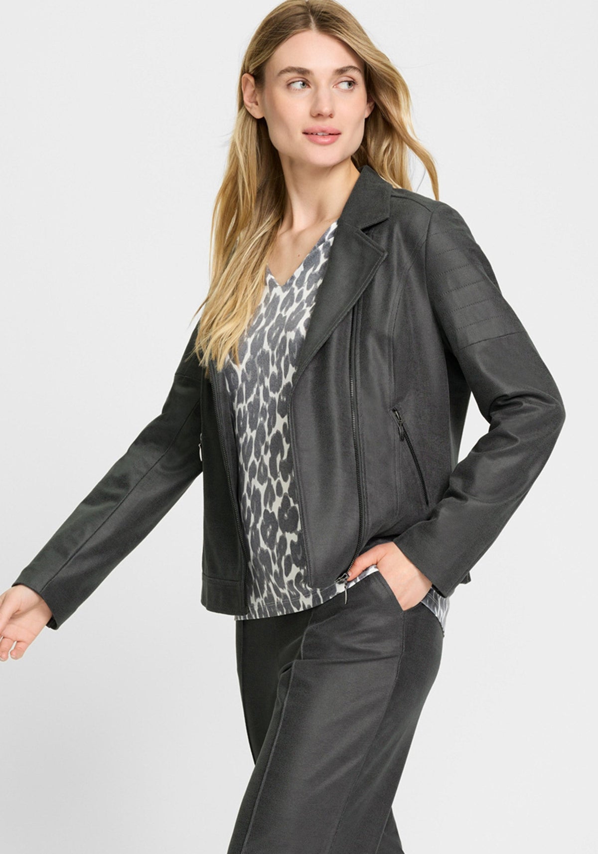 Coated  Biker Jacket