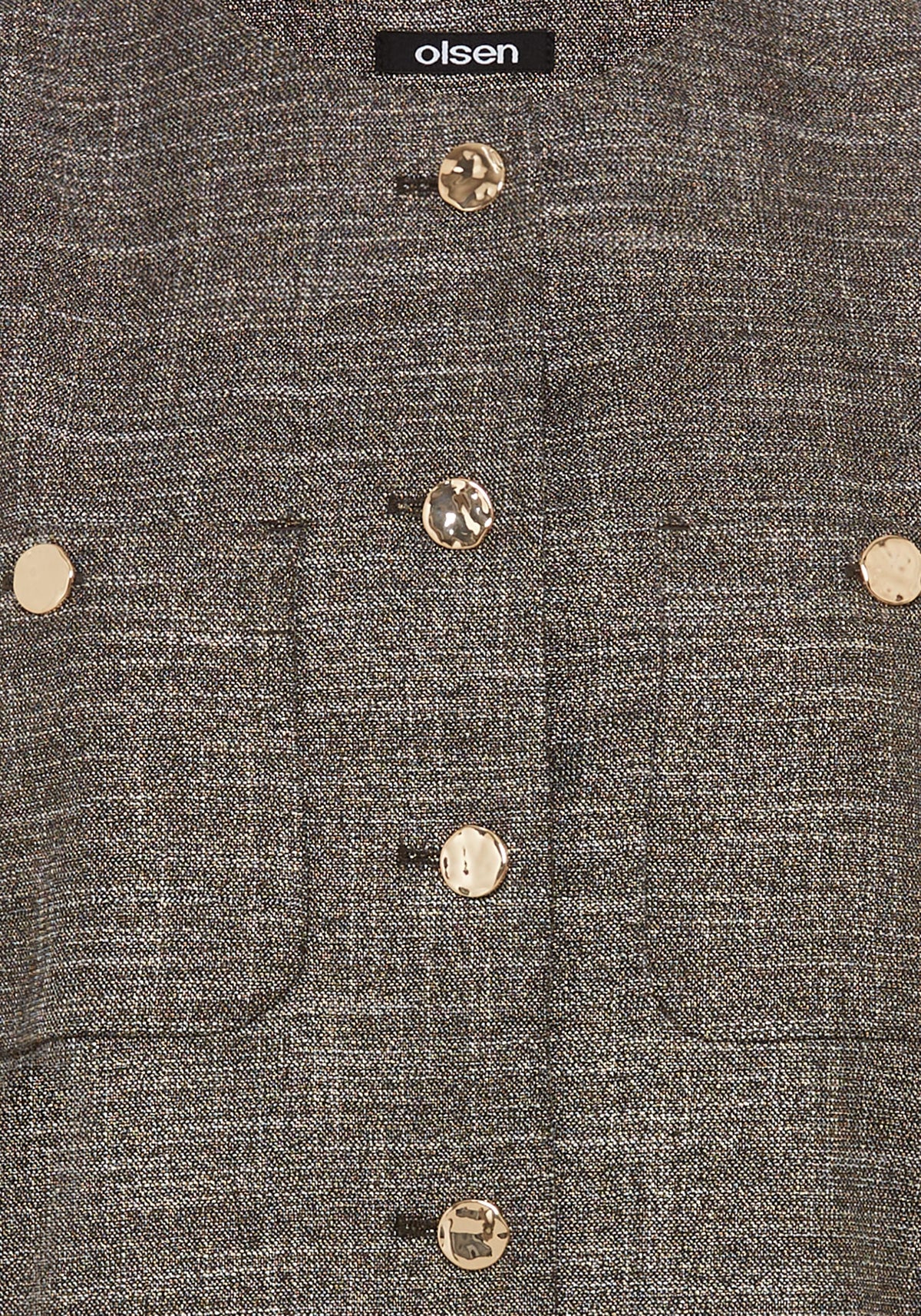 Collarless Sparkle Jacket with Gold Buttons