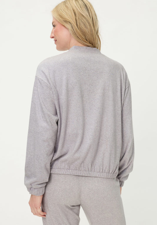 Collarless Zip Front Jersey Jacket