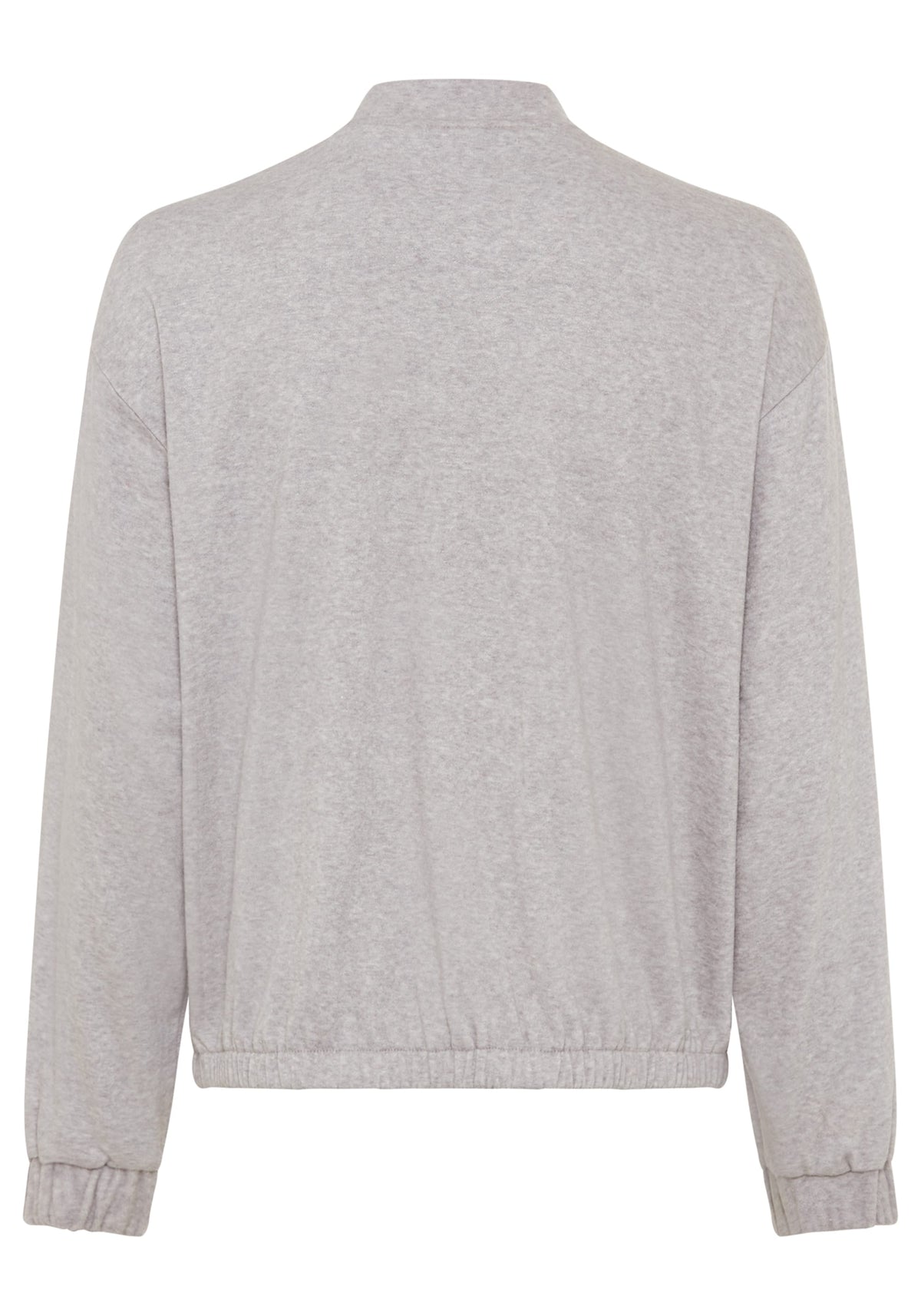 Collarless Zip Front Jersey Jacket