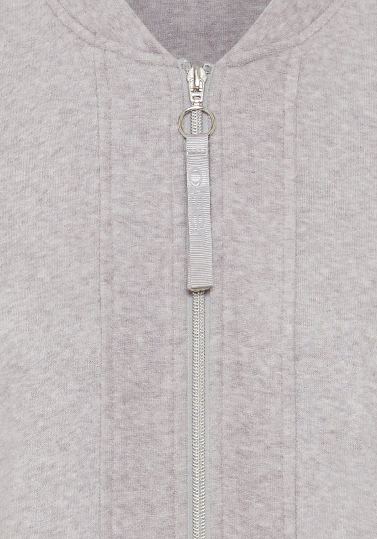 Collarless Zip Front Jersey Jacket