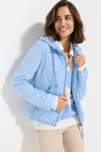 Mixed Media Jacket with Hood