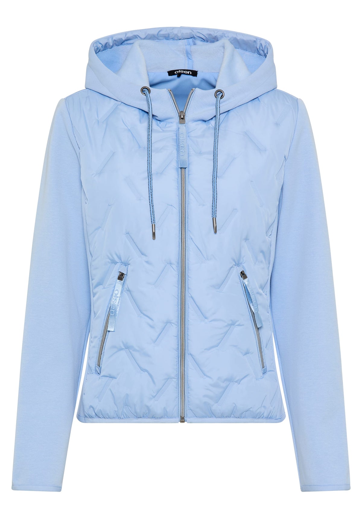 Mixed Media Jacket with Hood