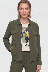 Veste en sergé à fermeture éclair sur le devant