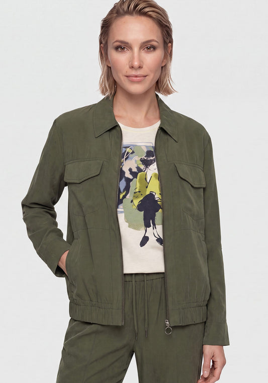 Veste en sergé à fermeture éclair sur le devant