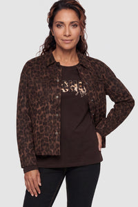 Faux Suede Leopard Print Jacket