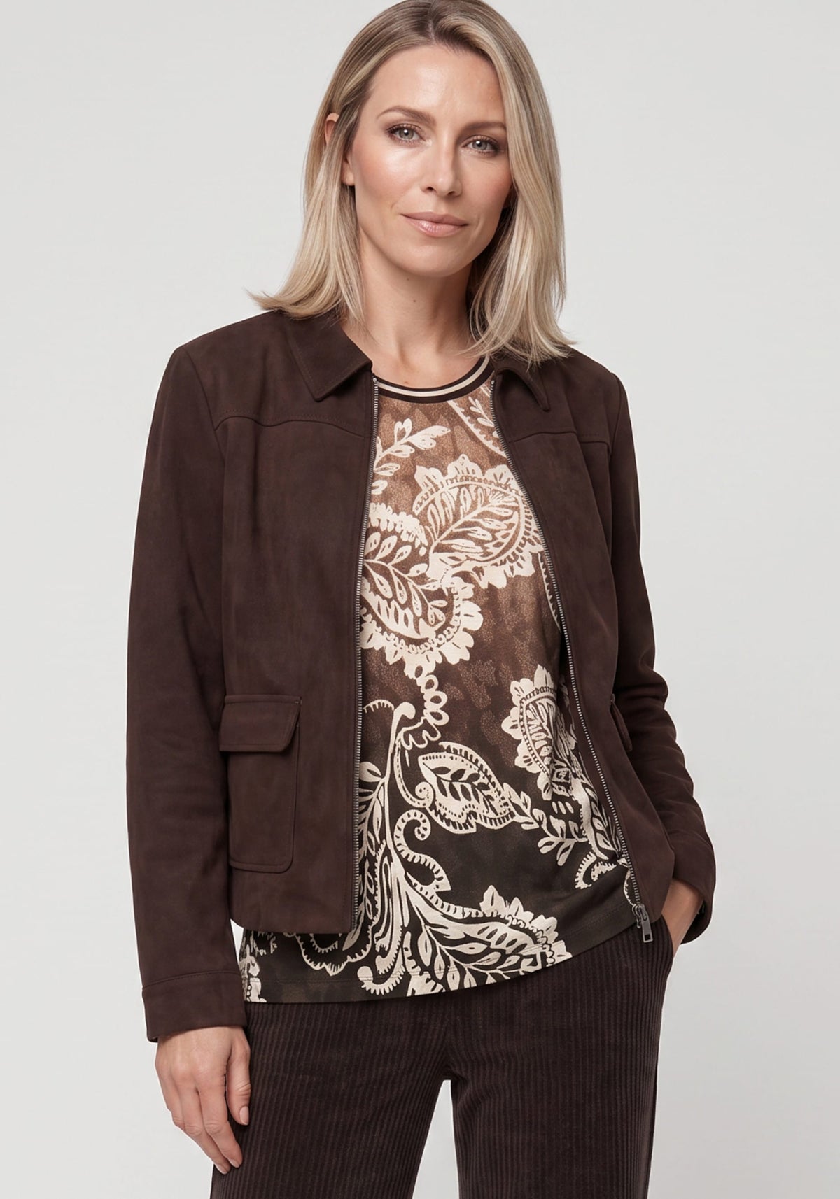 Veste zippée en simili-daim