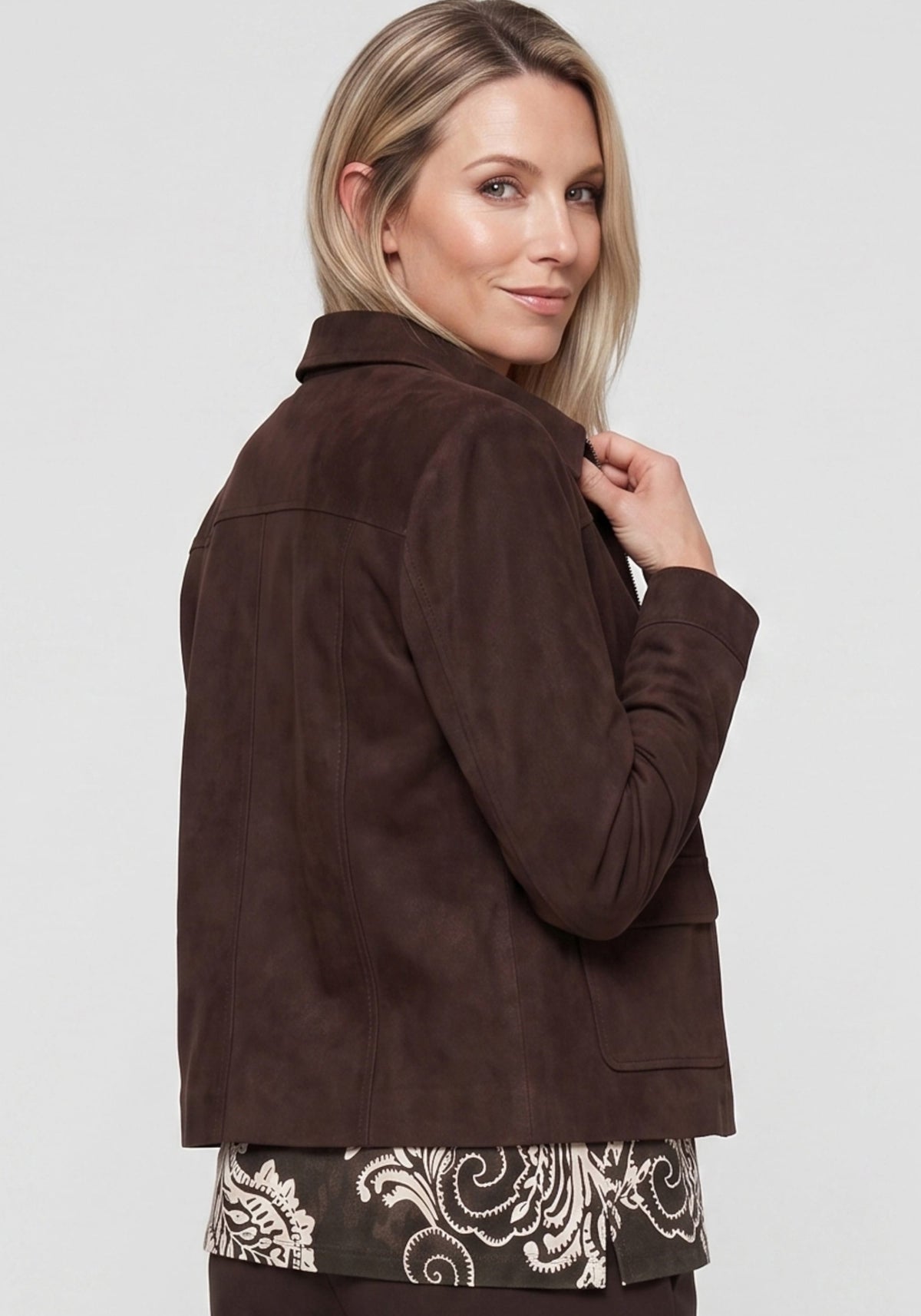 Veste zippée en simili-daim