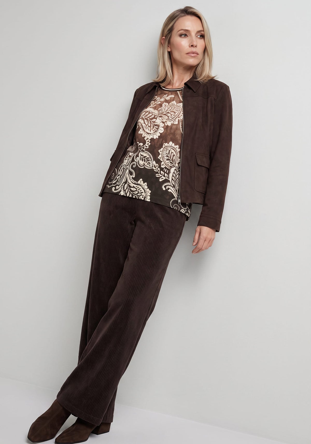 Veste zippée en simili-daim