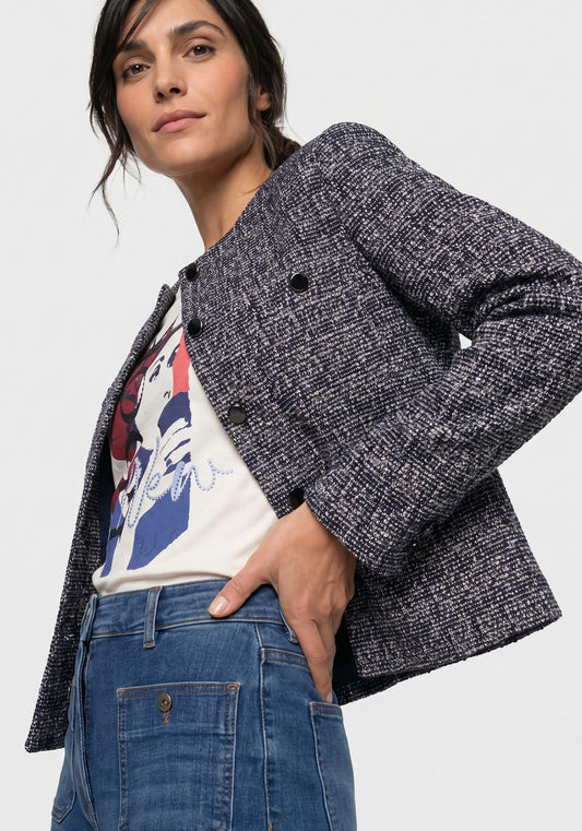 Veste en tweed sans col