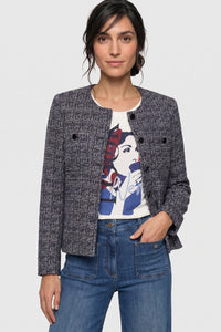Collarless Tweed Jacket