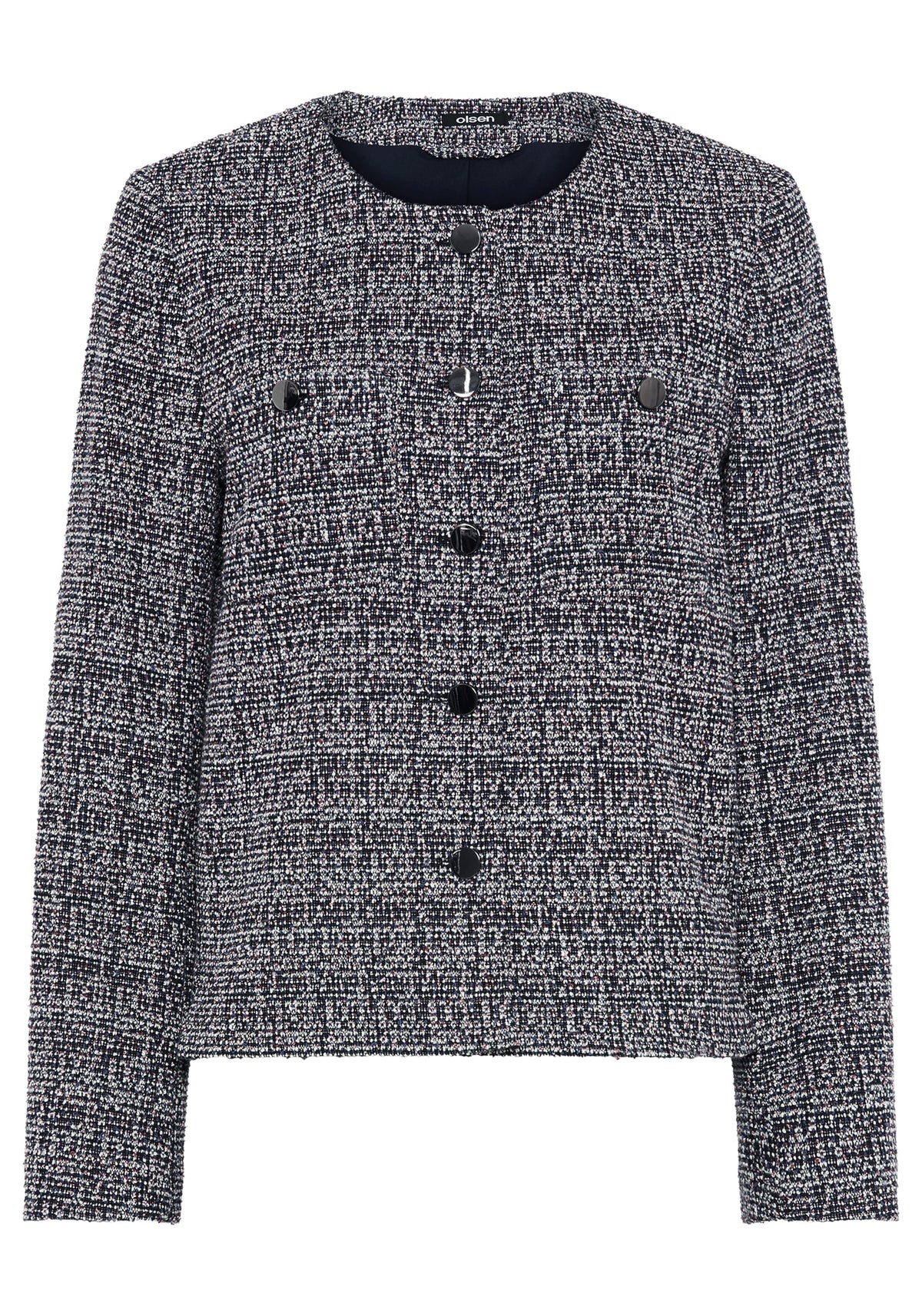 Collarless Tweed Jacket