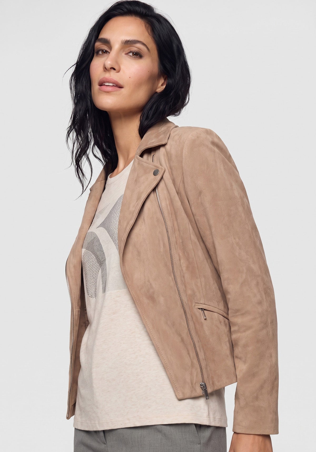 Faux Suede Moto Jacket