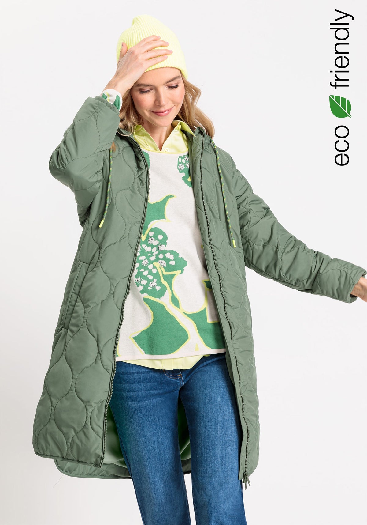 Quilted Hooded Car Coat containing REPREVE®