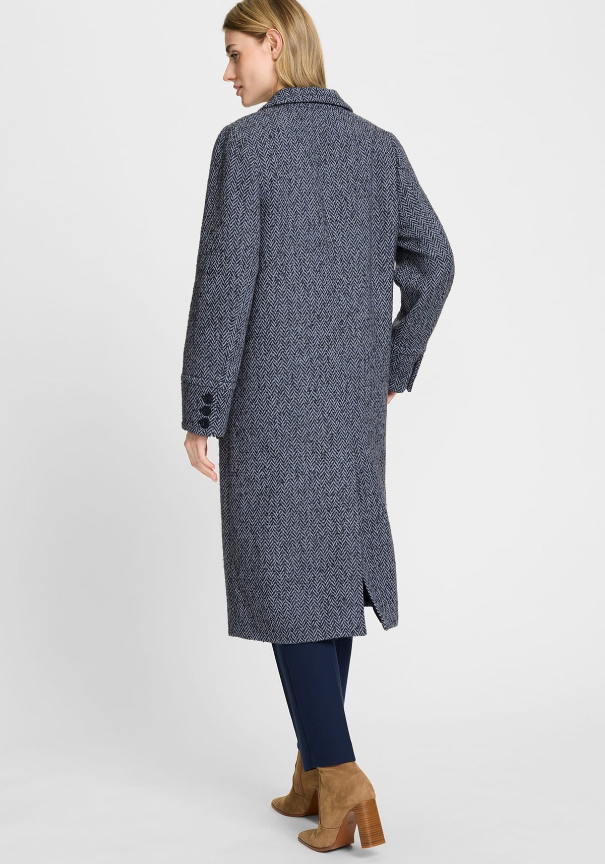 Wool Blend Herringbone Coat
