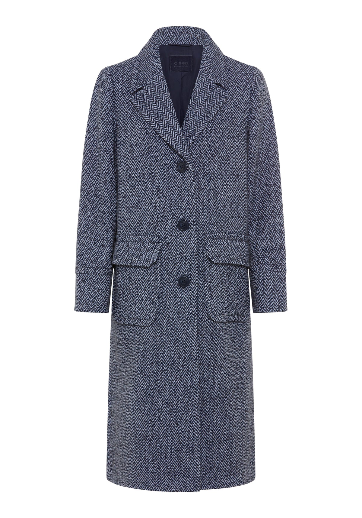 Wool Blend Herringbone Coat