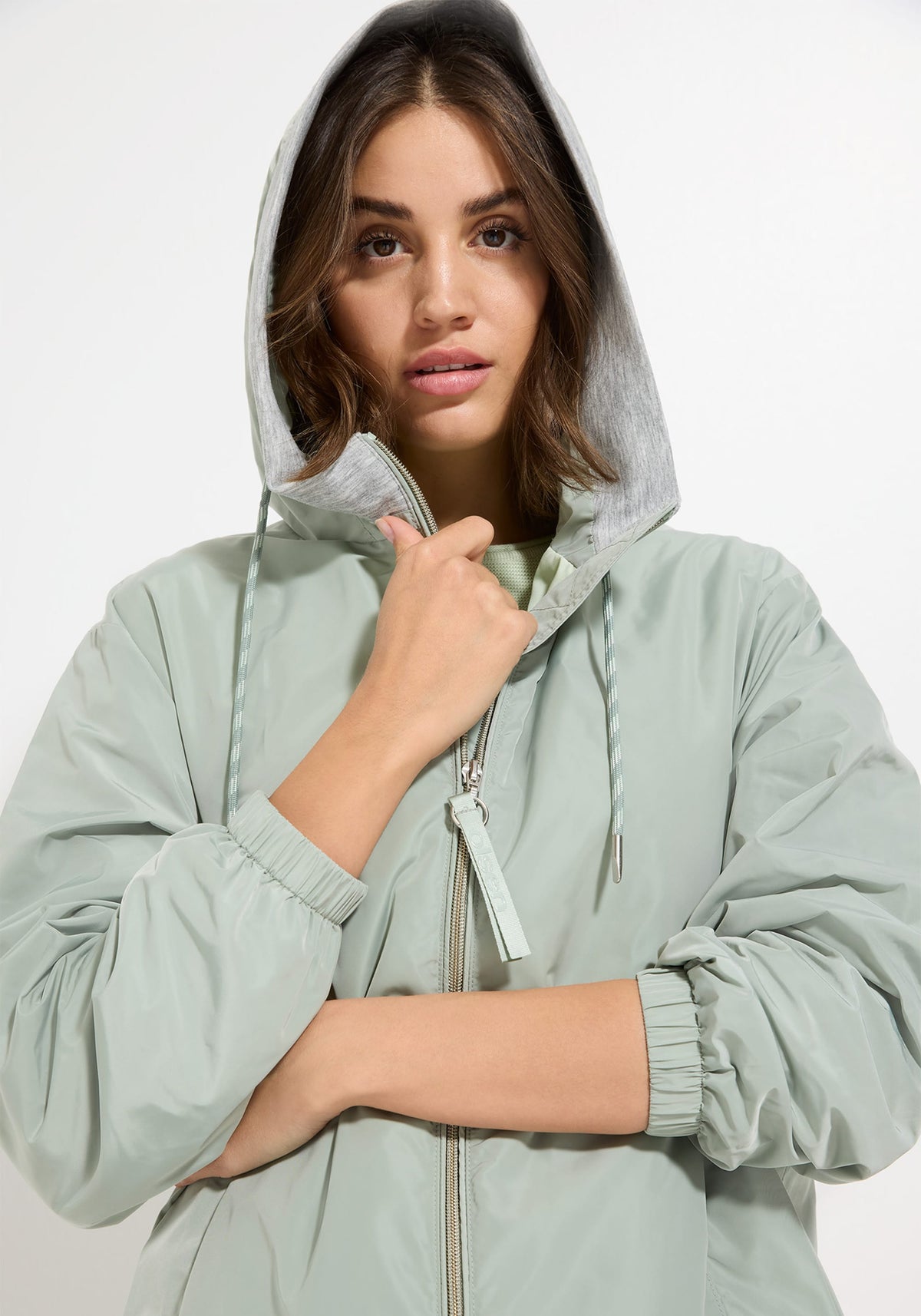 Mixed Media Hooded Jacket