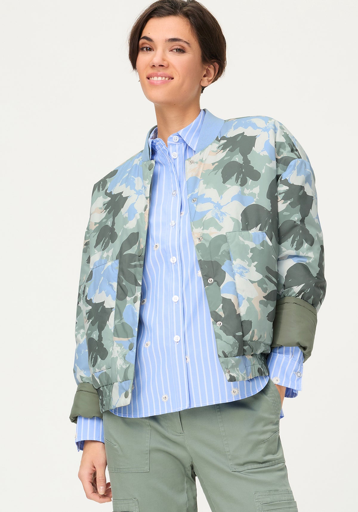 Blouson bomber réversible à motif camouflage botanique