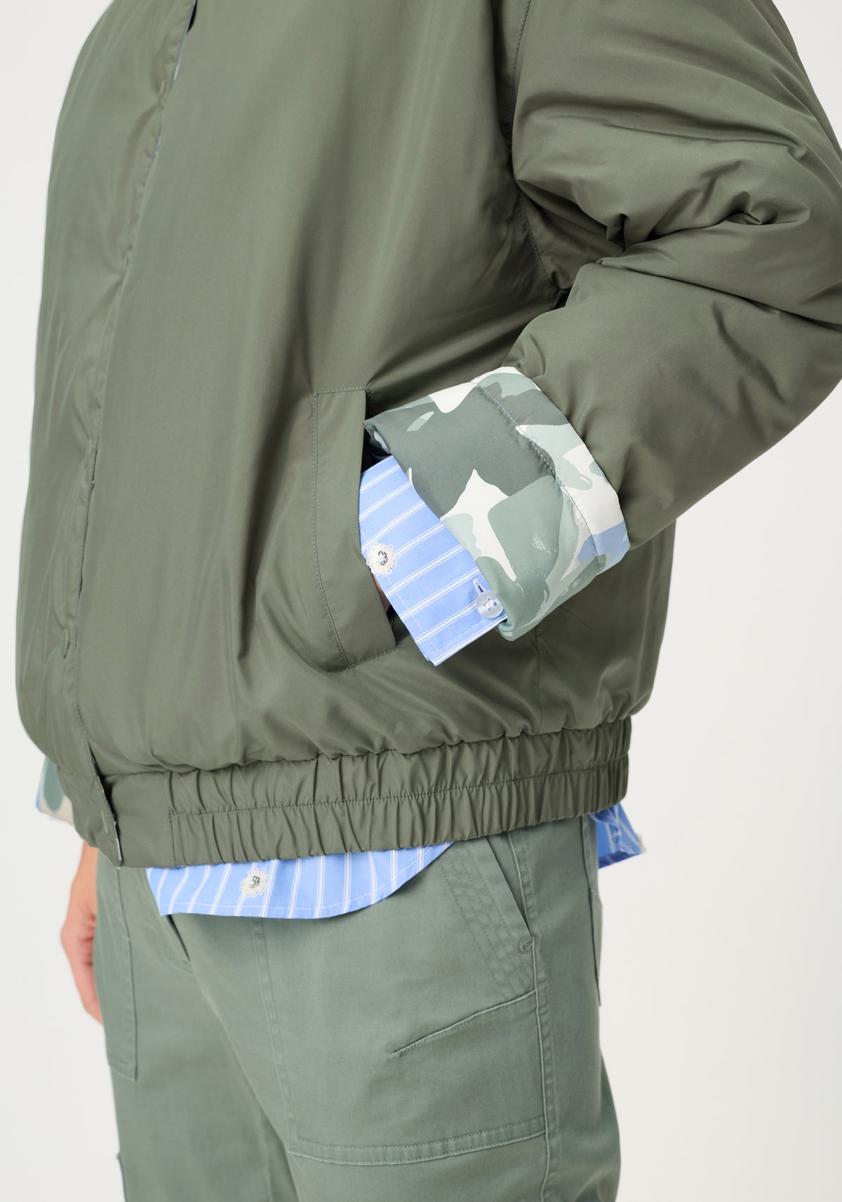 Blouson bomber réversible à motif camouflage botanique