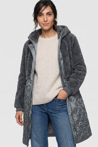 Quilted Faux Sherpa Coat