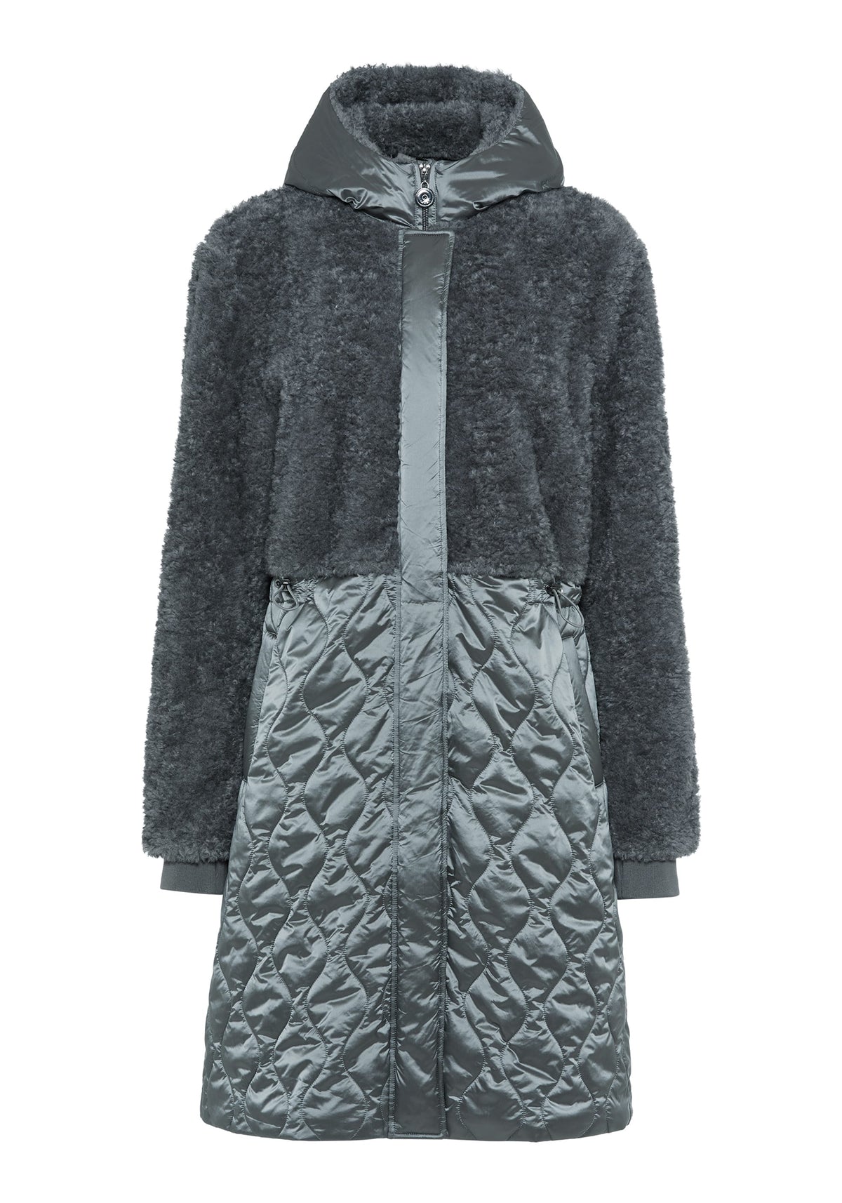 Quilted Faux Sherpa Coat