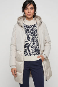 Mixed Media Hooded Coat