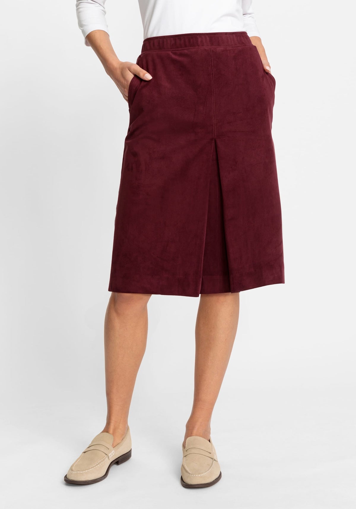 Faux Suede Pull-On Skirt