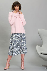 Pull-On Leopard Pleated Skirt