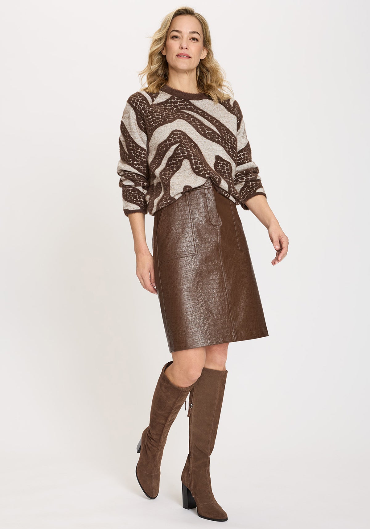 Faux Croc A-Line Skirt
