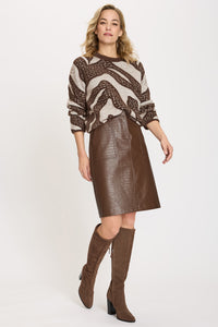 Faux Croc A-Line Skirt