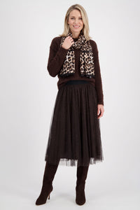 Tulle & Leopard Midi Skirt