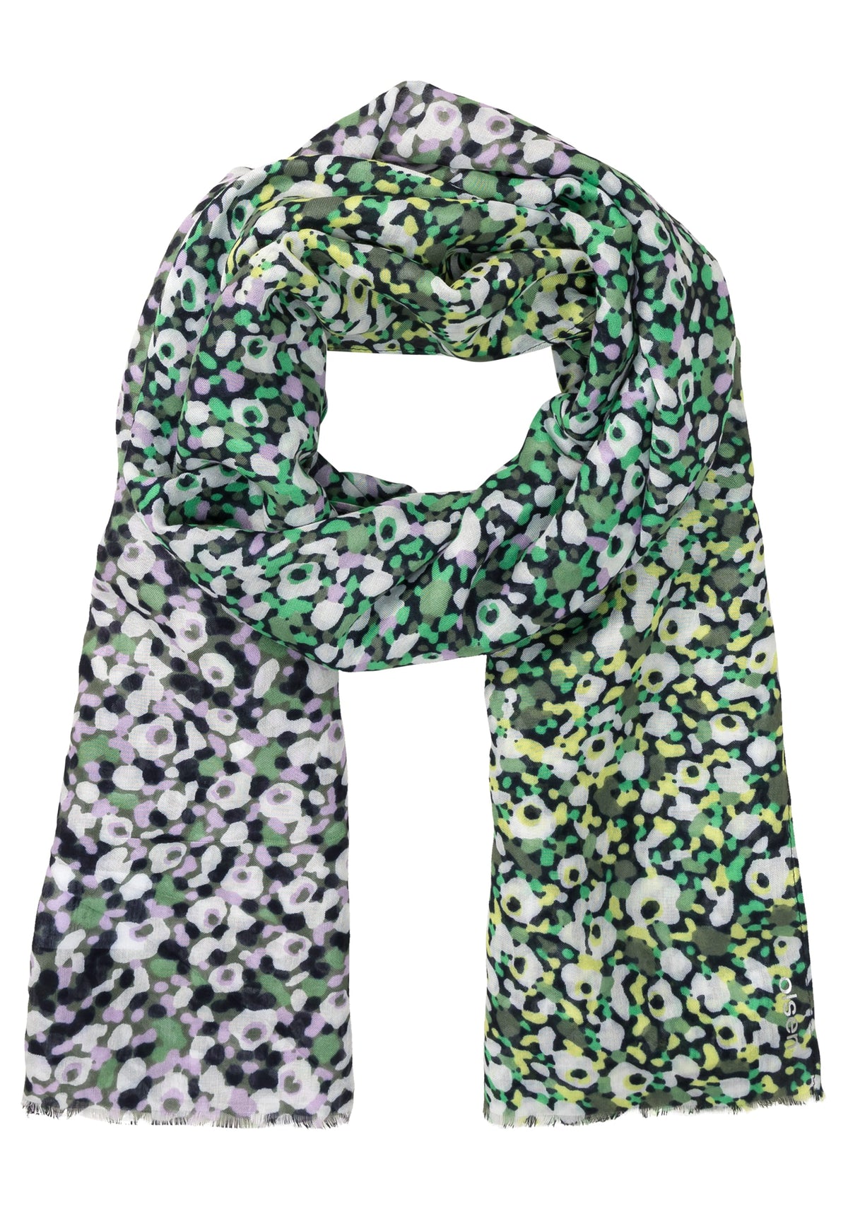 Ditsy Floral Scarf with Frayed Edge Trim