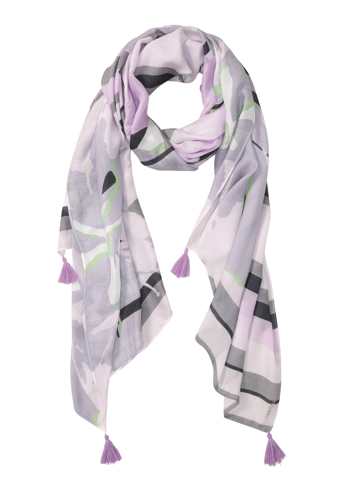 Abstract Floral and Stripe Scarf