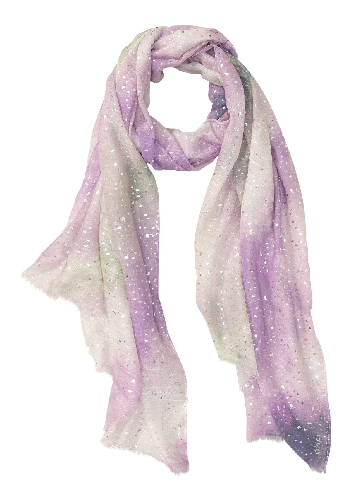 Watercolour &amp; Foil Print Scarf with Frayed Edge Scarf