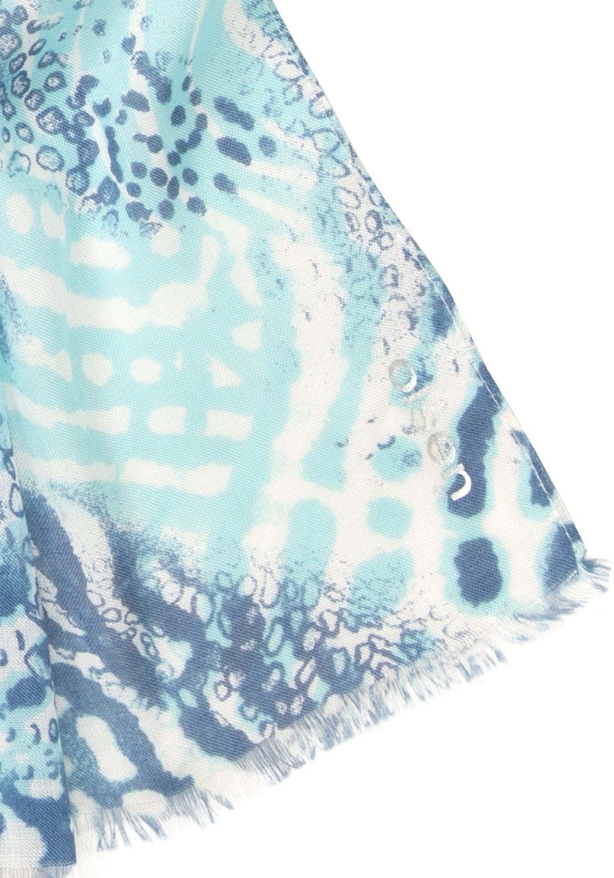 Water Print Scarf with Frayed Edge Trim