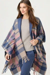Plaid Cape with Fringe