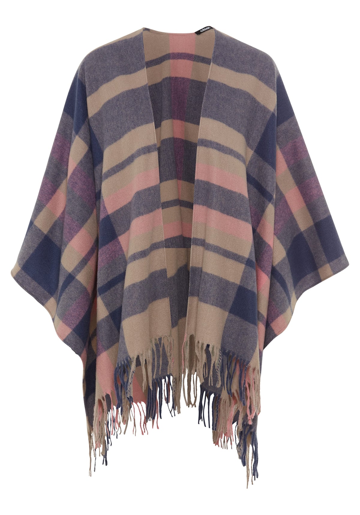 Plaid Cape with Fringe