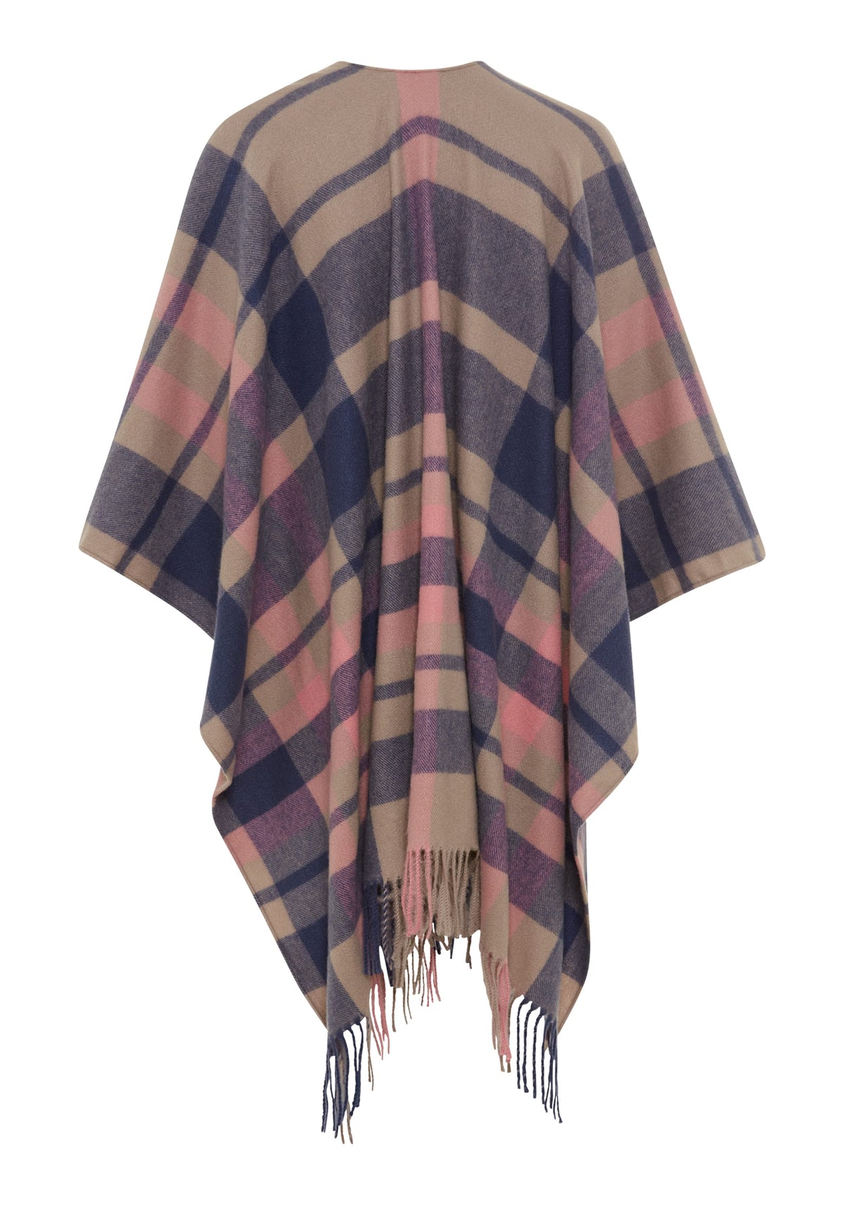 Plaid Cape with Fringe