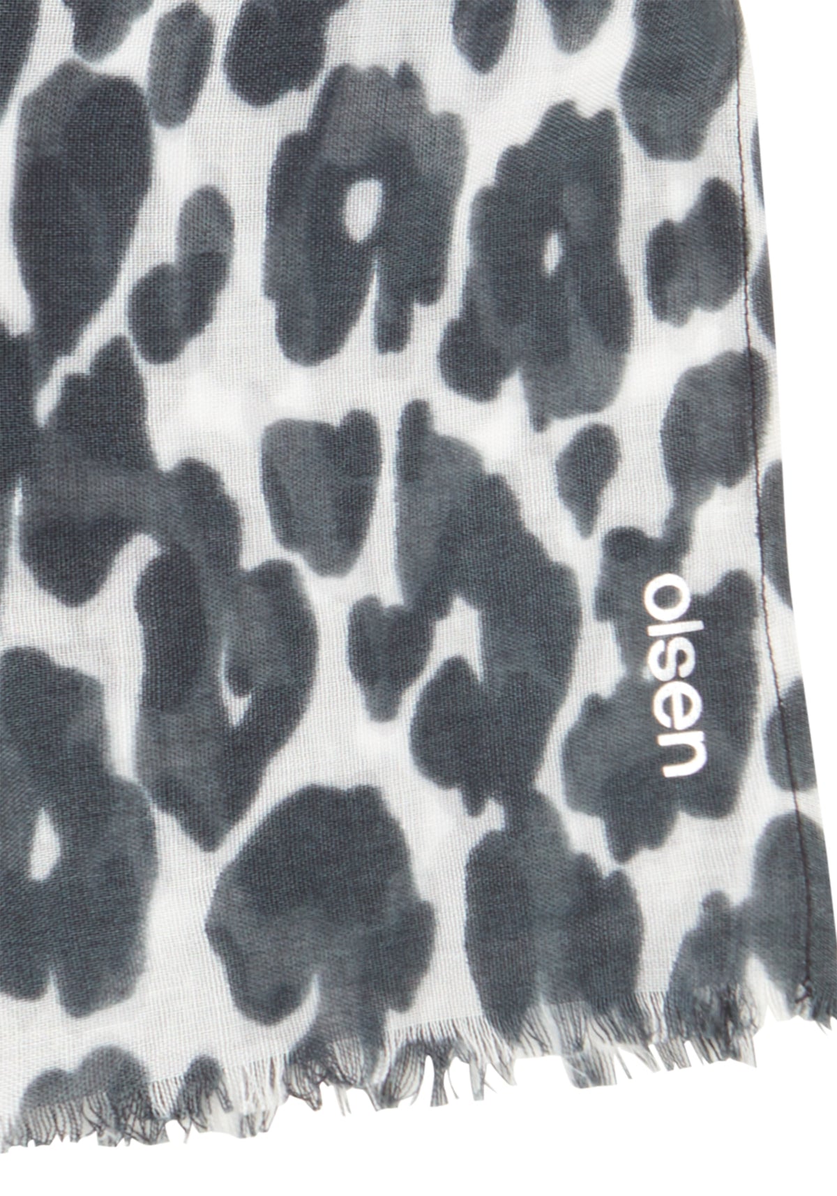 Leopard Scarf with Frayed Edge Trim