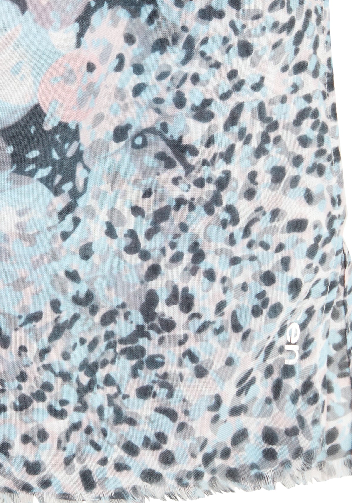 Multi-Print Scarf with Frayed Edge Trim