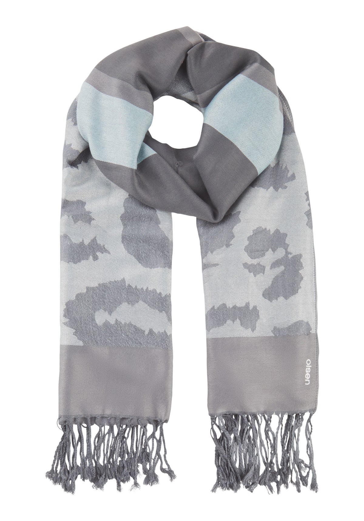 Large Abstract Leo Scarf with Fringe
