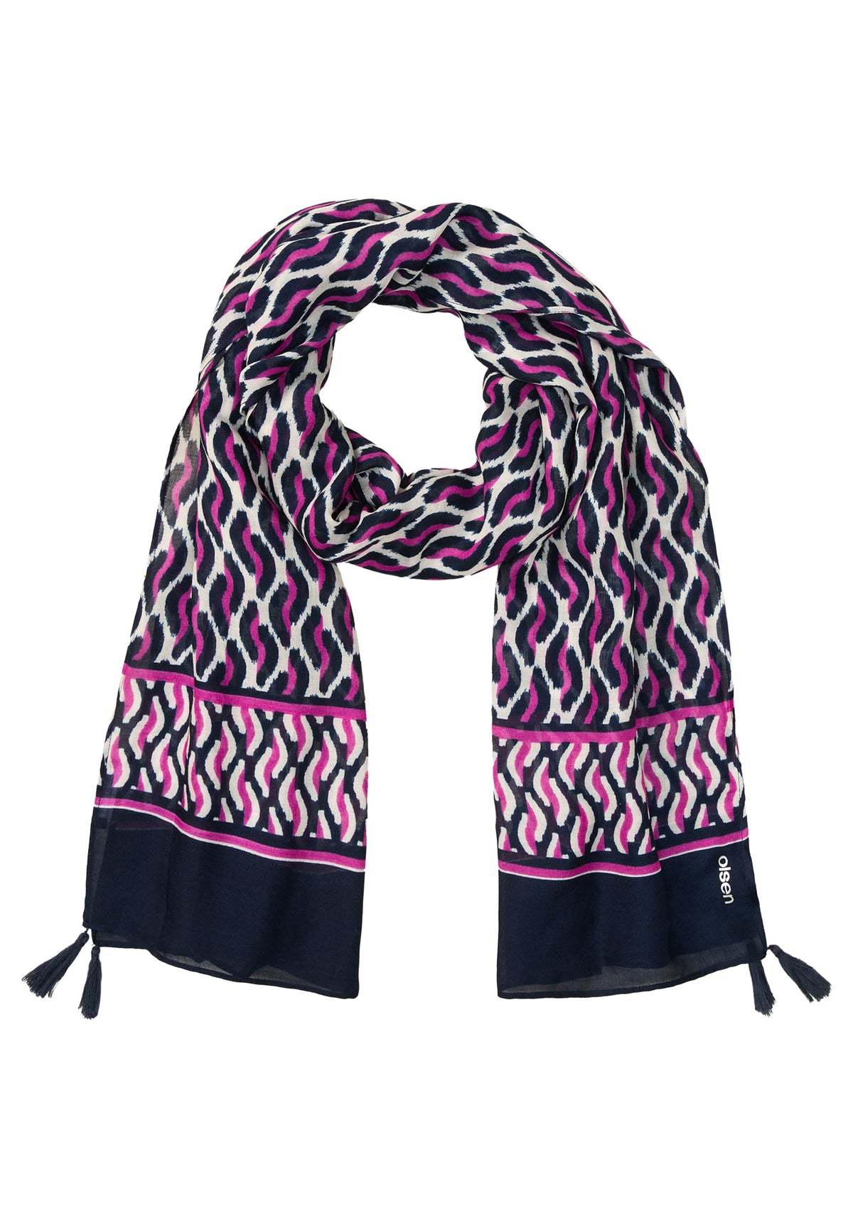 Printed Scarf with Tassel Detail