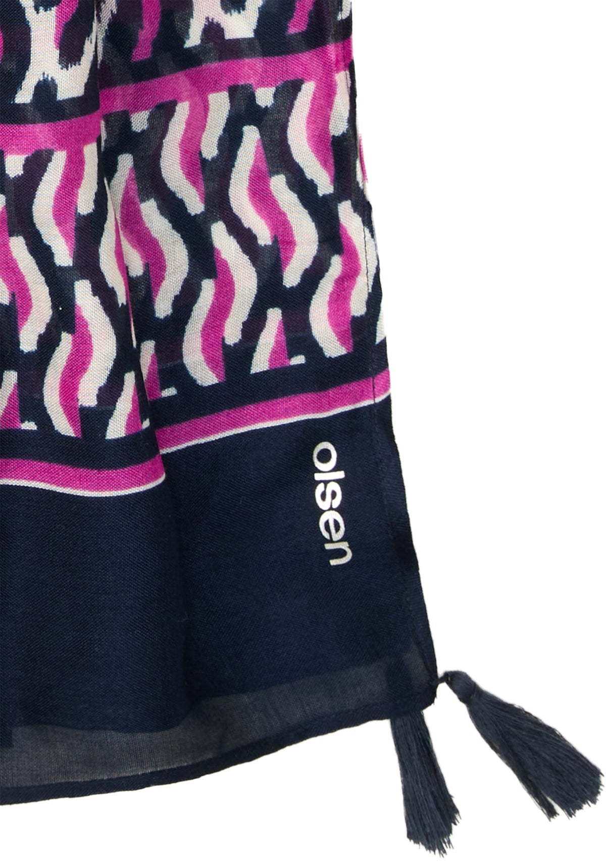 Printed Scarf with Tassel Detail