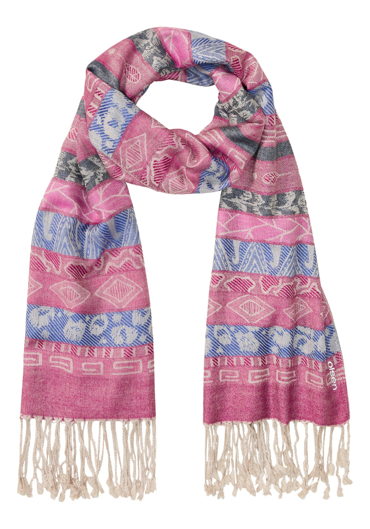 Multi-Motif Scarf with Fringe Trim