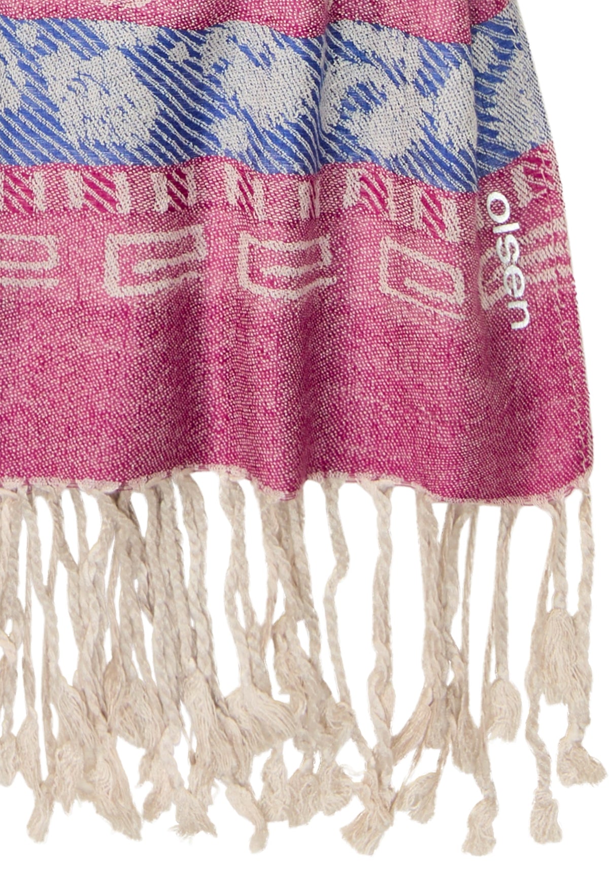 Multi-Motif Scarf with Fringe Trim