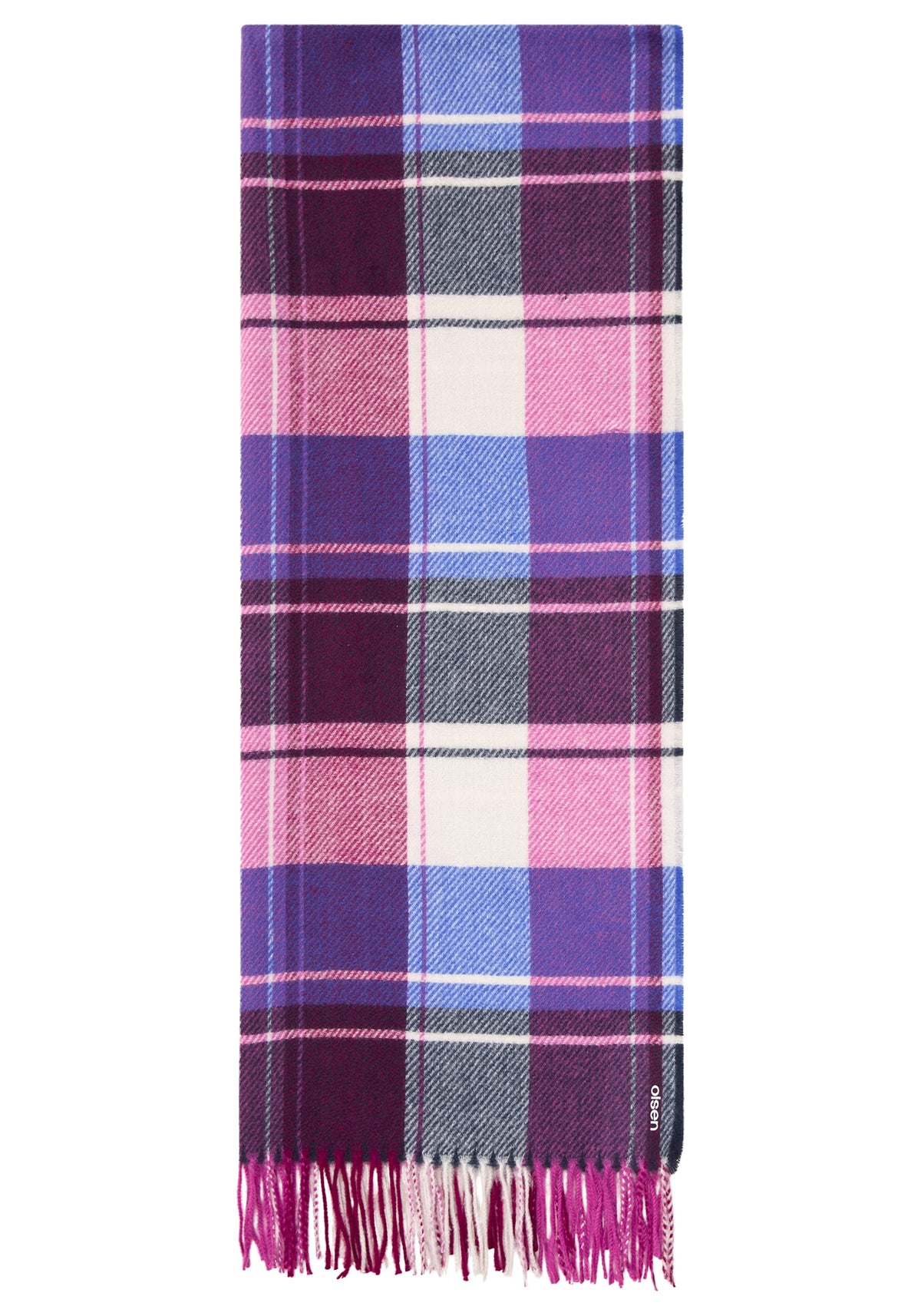 Plaid Blanket Scarf with Fringe