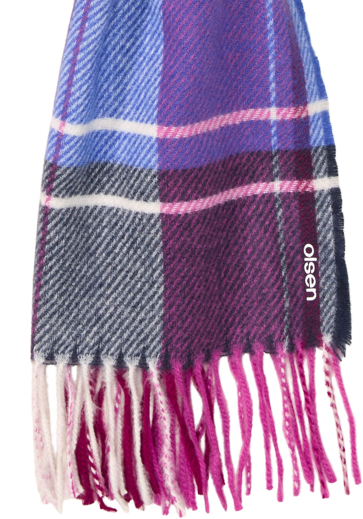 Plaid Blanket Scarf with Fringe