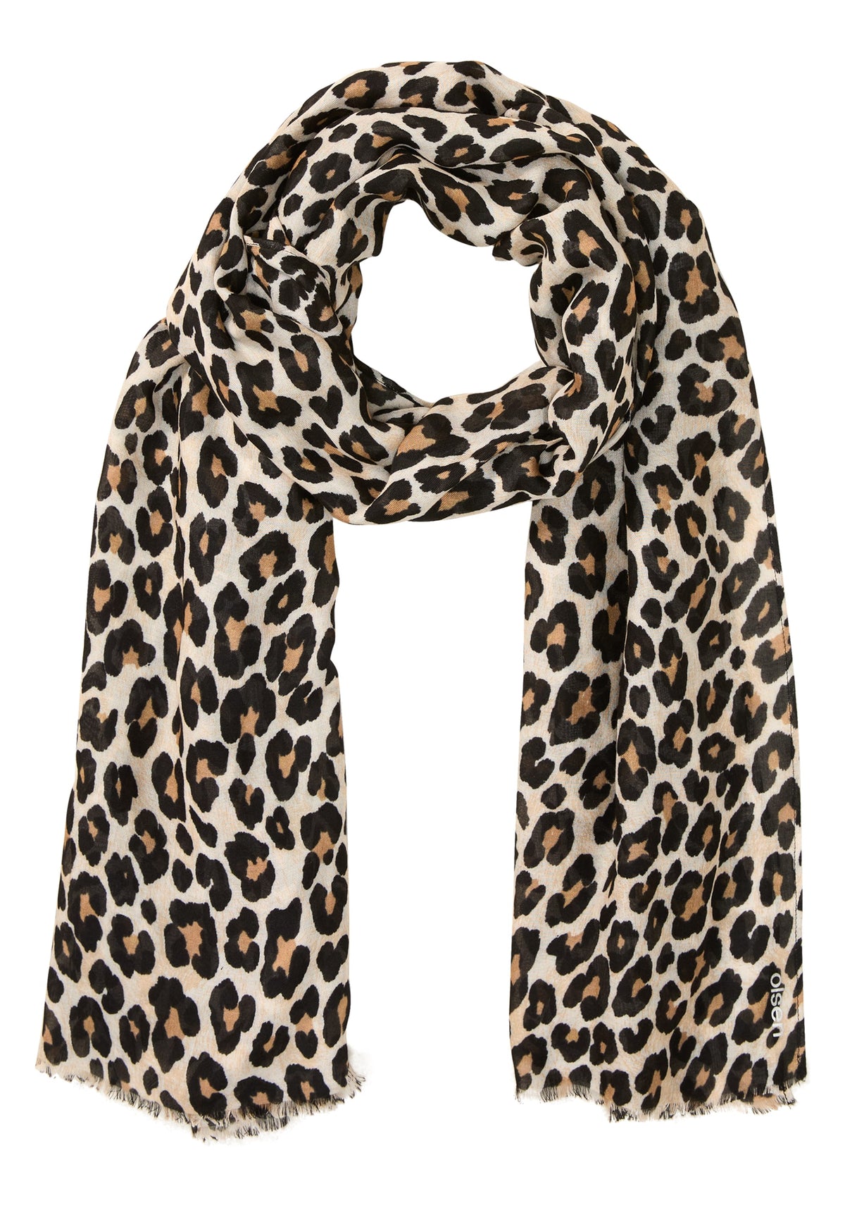 Leopard Print Scarf with Frayed Edge