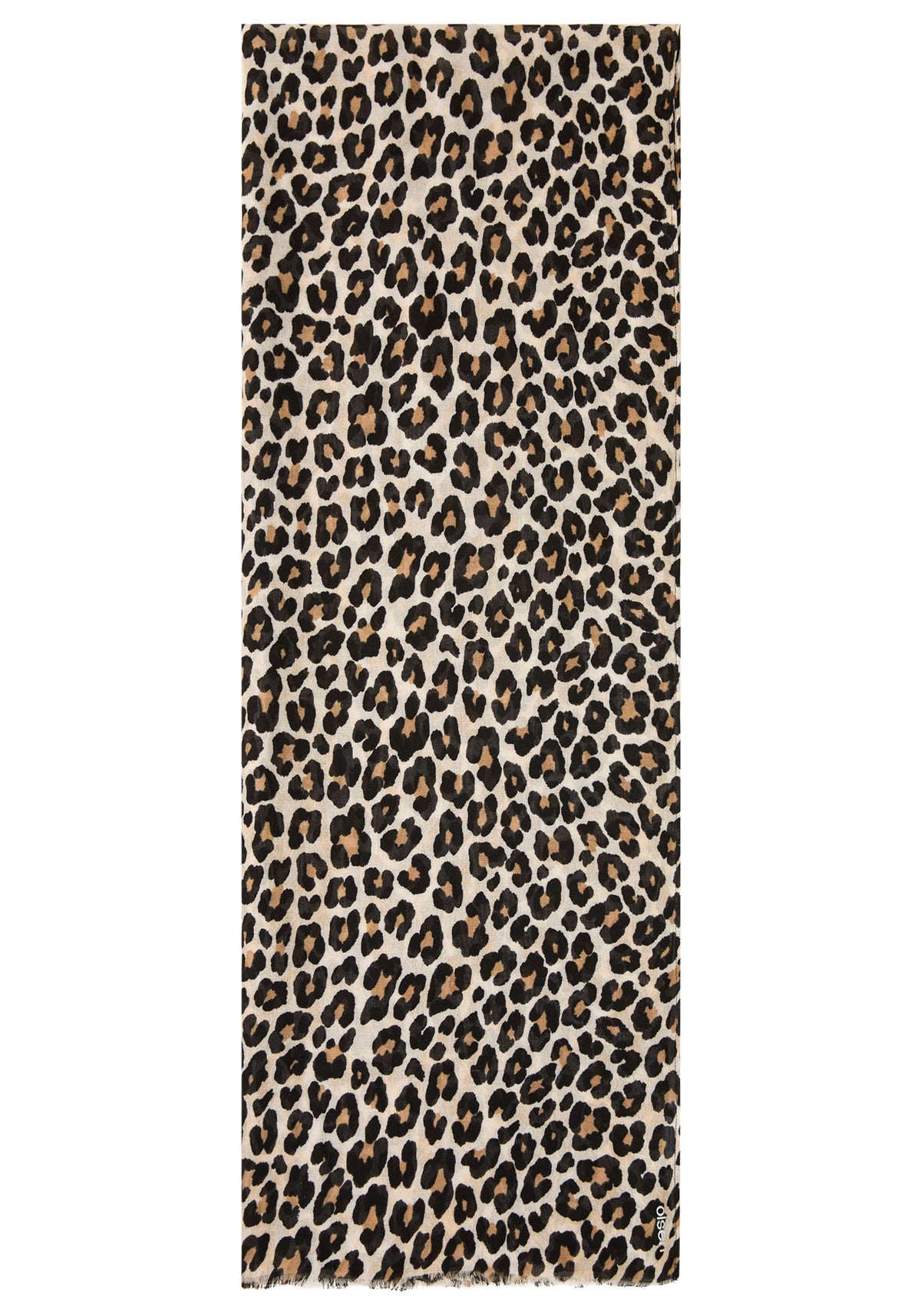 Leopard Print Scarf with Frayed Edge